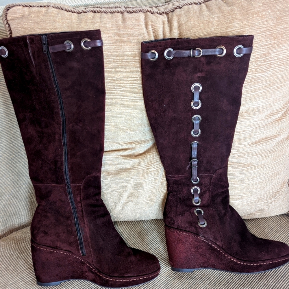 Brown Aerosole wedge boots size 8